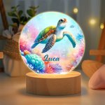 Personalisiertes Fantasy Quallen Wal Meerestiere LED-Nachtlicht mit Namen Datum und Holzsockel Haus Deko Geburtstag Geschenk für Kinder