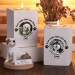 Personalized Dog Cat Paw Pet Photo Wooden Candle Holder with Name Loss of Pet Sympathy Memorial Gift for Pet Owner