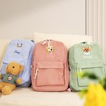 Personalised Cute Embroidered Pet Photo Corduroy Kid Backpack with Name Back to School Birthday Gift for Kids Pet Lovers
