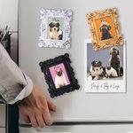 Personalized Oil Painting Frame Photo Fridge Magnet with Name Home Decor Birthday Anniversary Gift for Pet Lover