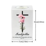 Personalized Birth Flower Cross Bible Verse Wooden Candle Holder with Name Birthday Baptism Gift for Christians