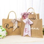 Personalised Name Large Jute Tote Bag Daily Travel Essential  Birthday Wedding Party Gift for Women Friends