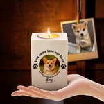 Personalized Dog Cat Paw Pet Photo Wooden Candle Holder with Name Loss of Pet Sympathy Memorial Gift for Pet Owner