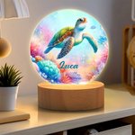 Personalisiertes Fantasy Quallen Wal Meerestiere LED-Nachtlicht mit Namen Datum und Holzsockel Haus Deko Geburtstag Geschenk für Kinder