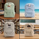 Personalised Cute Embroidered Pet Photo Corduroy Kid Backpack with Name Back to School Birthday Gift for Kids Pet Lovers