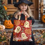 Gepersonaliseerde Multicolor Jack-O'-Lantern Ghost herbruikbare draagtas met naam Halloween Party Gift voor meisjes vrouwen