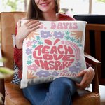 Personalized Teacher Danish Floral Soft Throw Pillow Cover with Text Home Decor Birthday Teacher's Day Back to School Appreciation Gift for Teacher