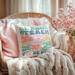 Personalized Teacher Danish Floral Soft Throw Pillow Cover with Text Home Decor Birthday Teacher's Day Back to School Appreciation Gift for Teacher