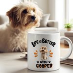 Personlig Livet är bättre med 1-3 tecknade hundar Mugg med namn Födelsedags- och jubileumsgåva för hundälskare