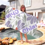 Asciugamano da spiaggia personalizzato con nome e fiore danese in microfibra ad asciugatura rapida festa in spiaggia regalo di compleanno per donne