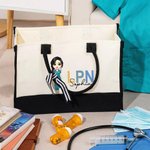 Personalized Cartoon Doctor Nurse Character Large Canvas Tote Bag  with Name and Title Nurse Week Appreciation Gift for Women Medical Staff
