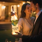 Personalized You & Me Heart Artistic Painting Pet Family Photo LED Bottle Lamp with Soft Light Anniversary Memory Gift for Couples Pet Owners