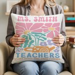 Personalized Teacher Danish Floral Soft Throw Pillow Cover with Text Home Decor Birthday Teacher's Day Back to School Appreciation Gift for Teacher