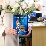 Personalised Floral Book Cartoon Reading Character Clear Acrylic Book Vase with Name Title Birthday Graduation Gift for Book Lover