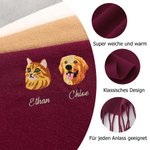 Personalisierter Weicher Stickerei Schal mit 1–3 Haustierporträts und Namen Mode Accessoire Geburtstag Geschenk für Familie Tierliebhaber