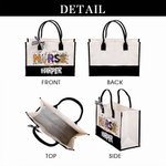 Personalized Nurse Pumpkin Bat Ghost Halloween Large Canvas Tote Bag with Name Birthday Halloween Gift for Halloween Lovers