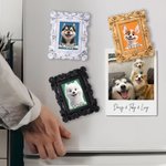 Personalized Retro Photo Frame Shape Cartoon Dog Refrigerator Magnet with Name Home Decoration Birthday Anniversary Gift for Pet Lovers