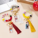 Personalisierte Cartoon Lehrer Charakter Keychain Armband mit Perlen Armband und Text Wertschätzung zurück zu Schule Geschenk für Lehrer