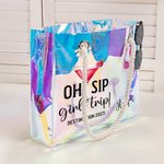 Sac Cabas Transparent Imperméable Personnalisé avec Nom Accessoire de Plage et Vacances pour Femme Fille