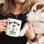 Personlig Livet är bättre med 1-3 tecknade hundar Mugg med namn Födelsedags- och jubileumsgåva för hundälskare