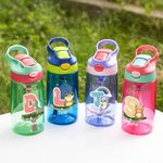 Botella de agua personalizada con inicial y animal de dibujos animados lleva nombre 475 ml vuelta al cole regalo de cumpleaños para niños