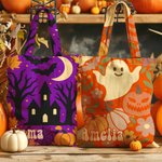 Gepersonaliseerde Multicolor Jack-O'-Lantern Ghost herbruikbare draagtas met naam Halloween Party Gift voor meisjes vrouwen