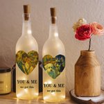 Personalized You & Me Heart Artistic Painting Pet Family Photo LED Bottle Lamp with Soft Light Anniversary Memory Gift for Couples Pet Owners