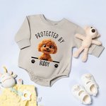 Personalizado Protegido Por 1-3 3D Caricatura Perros 100% Algodón Bebé Body con Nombre Baby Shower Cumpleaños Regalo para Bebés Recién Nacidos