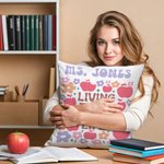 Personalized Teacher Danish Floral Soft Throw Pillow Cover with Text Home Decor Birthday Teacher's Day Back to School Appreciation Gift for Teacher