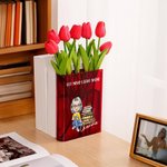 Personalised Floral Book Cartoon Reading Character Clear Acrylic Book Vase with Name Title Birthday Graduation Gift for Book Lover