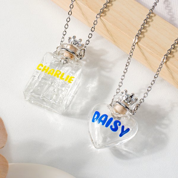 Henkilökohtainen Lemmikki Muisto Clear Glass Hair Storage kaulakoru nimi Memorial Vuosipäivä Syntymäpäivälahja naisille Lemmikkieläinten ystäville