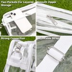 Personalized Retro Removable School Spirit Tag Clear Bag with Embroidered Text Concert Accessory Team Pride Gift for College Student Sports Lovers