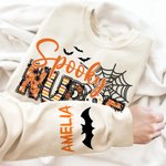 Personalized Spooky Nurse Bat Spider Web T-shirt Sweatshirt with Name Multicolor Halloween Costume Holiday Gift for Nurse Doctor Medical Staff
