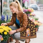 Borsa da spesa personalizzata con nome fiore di nascita e personaggio portatile utile per uso quotidiano regalo di compleanno per donne