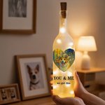 Personalized You & Me Heart Artistic Painting Pet Family Photo LED Bottle Lamp with Soft Light Anniversary Memory Gift for Couples Pet Owners