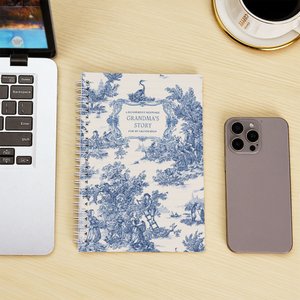 Personlig mormors berättelse Toile De Jouy A5 Spiralanteckningsbok med text Daglig användning Jubileum Födelsedagspresent till mor och mormor