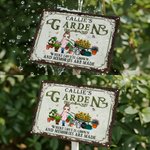 Personalized Cartoon Character Vintage Garden Metal Sign with Name Garden Decor Housewarming Birthday Gift for Grandma Mom Gardening Lovers