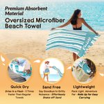 Personalized Stripes Line Quick Dry Oversized Microfiber Beach Towel with Name Summer Vacation Pool Party Accessories Gift for Women