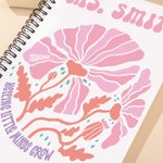 Personalized Boho Watercolor Floral Pencil Apple A5 Lined Spiral Notebook with 120 Pages Teacher's Day Appreciation Back to School Gift for Teachers