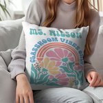 Personalized Teacher Danish Floral Soft Throw Pillow Cover with Text Home Decor Birthday Teacher's Day Back to School Appreciation Gift for Teacher