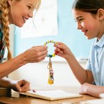 Personalisierte Cartoon Lehrer Charakter Keychain Armband mit Perlen Armband und Text Wertschätzung zurück zu Schule Geschenk für Lehrer