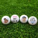 Gepersonaliseerde Grappige Gezichtsfoto Golfbal met Tekst Trainingswedstrijd Verjaardagscadeau voor Golfspeler