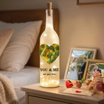 Personalized You & Me Heart Artistic Painting Pet Family Photo LED Bottle Lamp with Soft Light Anniversary Memory Gift for Couples Pet Owners