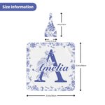 Personalised Toile De Jouy Style Initial Swaddle Blanket and Knot Hat Set with Name Baby Shower Birthday Gift for Newborns Babies