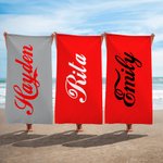 Gepersonaliseerde Cola Quick Dry Oversized Microfiber Strandhanddoek met Naam Vakantie Reizen Essentieel Verjaardagscadeau voor Familie Vriend