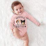 Personalizado Protegido Por 1-3 3D Caricatura Perros 100% Algodón Bebé Body con Nombre Baby Shower Cumpleaños Regalo para Bebés Recién Nacidos
