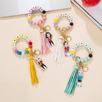 Personalisierte Cartoon Lehrer Charakter Keychain Armband mit Perlen Armband und Text Wertschätzung zurück zu Schule Geschenk für Lehrer