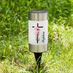 Croix de naissance personnalisée Lumière solaire de jardin imperméable avec nom amovible Décoration d'église de jardin Baptême Cadeau d'anniversaire pour les femmes Chrétiennes