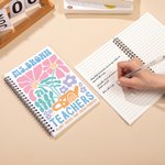 Personalized Boho Watercolor Floral Pencil Apple A5 Lined Spiral Notebook with 120 Pages Teacher's Day Appreciation Back to School Gift for Teachers