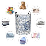 Personalized Retro French Toile De Jouy Style Waterproof Laundry Storage Basket with Handle Birthday Housewarming Gift for Newlyweds Couple